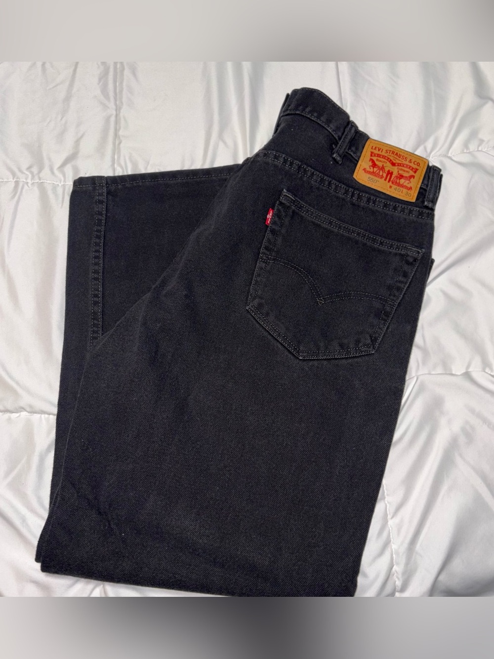 Levi's Men's Black 550 Relaxed Fit Denim Jeans - 40x30